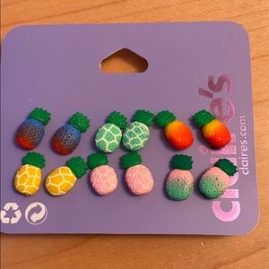 Set of pineapple earrings from Claire’s